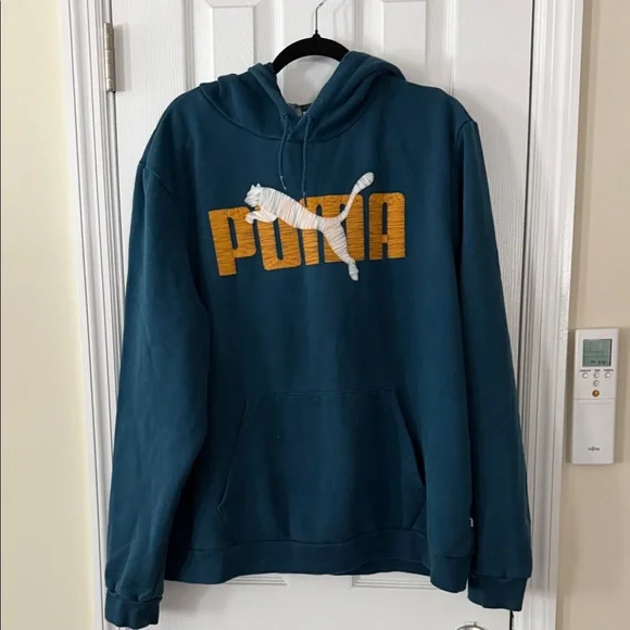 PUMA Men's Teal and Gold Hoodie - Picture 1 of 3